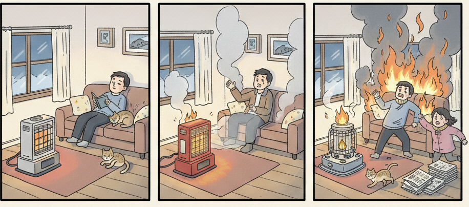 つけっぱなしの経過時間で危険が高まる目安